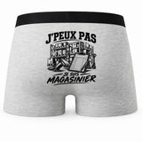 Boxer Homme J’peux pas je suis Magasinier – Impression au dos