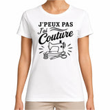 T-shirt Femme Blanc J’peux pas j’ai couture J'peux pas minimaliste