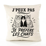 Housse de Coussin J’peux pas je préfère les Chats