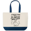 Grand Sac Cabas Fond Bleu J’peux pas je préfère mon Lapin