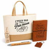 Coffret Cadeau J’peux pas j’ai Pain maison – Sac jute, carnet, stylo, porte-clés et marque-page