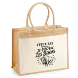 Sac Cabas Jute avec Poche J’peux pas je préfère les Bisons