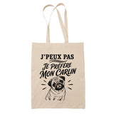 Tote Bag Beige J’peux pas je préfère mon Carlin