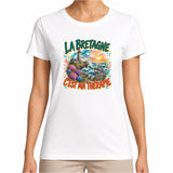 T-shirt Femme Blanc La bretagne c'est ma thérapie