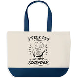 Grand Sac Cabas Fond Bleu J’peux pas je suis Cuisinier