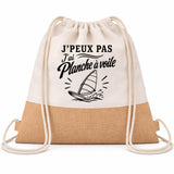 Sac à Dos Toile et Jute J’peux pas j’ai planche à voile J'peux pas minimaliste