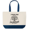 Grand Sac Cabas Fond Bleu J’peux pas j’ai Généalogie