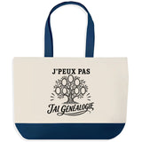Grand Sac Cabas Fond Bleu J’peux pas j’ai Généalogie