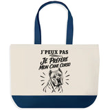 Grand Sac Cabas Fond Bleu J’peux pas je préfère mon Cane Corso