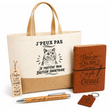 Coffret Cadeau J’peux pas je préfère mon British Shorthair – Sac jute, carnet, stylo, porte-clés et marque-page