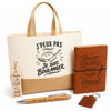 Coffret Cadeau J’peux pas je suis Boulanger – Sac jute, carnet, stylo, porte-clés et marque-page