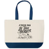 Grand Sac Cabas Fond Bleu J’peux pas je suis Berger