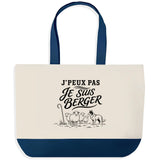 Grand Sac Cabas Fond Bleu J’peux pas je suis Berger
