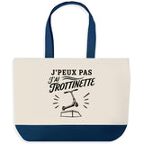 Grand Sac Cabas Fond Bleu J’peux pas j’ai Trottinette