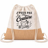 Sac à Dos Toile et Jute J’peux pas j’ai couture J'peux pas minimaliste