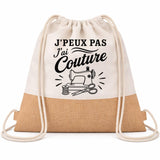 Sac à Dos Toile et Jute J’peux pas j’ai couture J'peux pas minimaliste