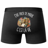 Boxer Homme Être prof de maths c'est la vie – Impression au dos – Noir