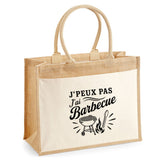 Sac Cabas Jute avec Poche J’peux pas j’ai Barbecue