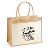 Sac Cabas Jute avec Poche J’peux pas j’ai Escalade