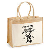 Sac Cabas Jute avec Poche J’peux pas je préfère mon Pinscher