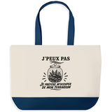 Grand Sac Cabas Fond Bleu J’peux pas je préfère m’occuper de mon Terrarium