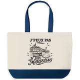 Grand Sac Cabas Fond Bleu J’peux pas je suis Marseillais