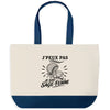 Grand Sac Cabas Fond Bleu J’peux pas je suis Sage-femme