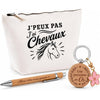 Coffret Cadeau J’peux pas j’ai Chevaux – Trousse, stylo bambou et porte-clés