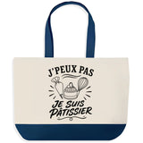 Grand Sac Cabas Fond Bleu J’peux pas je suis Pâtissier