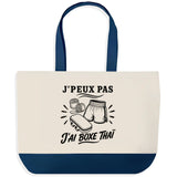 Grand Sac Cabas Fond Bleu J’peux pas j’ai Boxe thaï