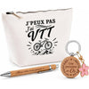 Coffret Cadeau J’peux pas j’ai VTT – Trousse, stylo bambou et porte-clés