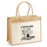Sac Cabas Jute avec Poche J’peux pas j’ai Qi gong
