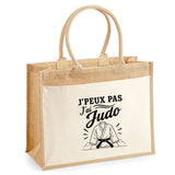 Sac Cabas Jute avec Poche J’peux pas j’ai Judo