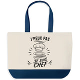 Grand Sac Cabas Fond Bleu J’peux pas je suis Chef