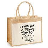 Sac Cabas Jute avec Poche J’peux pas je préfère mon Rat