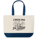 Grand Sac Cabas Fond Bleu J’peux pas j’ai Sophro