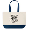 Grand Sac Cabas Fond Bleu J’peux pas j’ai Vélo