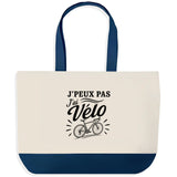 Grand Sac Cabas Fond Bleu J’peux pas j’ai Vélo