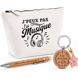 Coffret Cadeau J’peux pas j’ai Musique – Trousse, stylo bambou et porte-clés