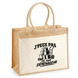 Sac Cabas Jute avec Poche J’peux pas je suis Déménageur