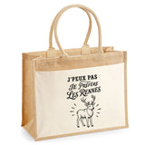 Sac Cabas Jute avec Poche J’peux pas je préfère les Rennes