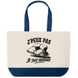 Grand Sac Cabas Fond Bleu J’peux pas je suis Notaire