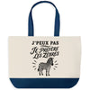 Grand Sac Cabas Fond Bleu J’peux pas je préfère les Zèbres