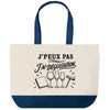 Grand Sac Cabas Fond Bleu J’peux pas j’ai Dégustation