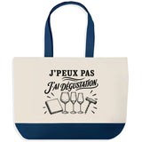 Grand Sac Cabas Fond Bleu J’peux pas j’ai Dégustation
