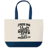 Grand Sac Cabas Fond Bleu J’peux pas je suis Moniteur de ski