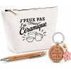 Coffret Cadeau J’peux pas j’ai Céramique – Trousse, stylo bambou et porte-clés