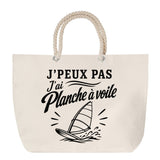 Grand Sac Cabas Beige J’peux pas j’ai planche à voile J'peux pas minimaliste