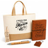 Coffret Cadeau J’peux pas j’ai Muscu – Sac jute, carnet, stylo, porte-clés et marque-page