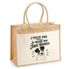 Sac Cabas Jute avec Poche J’peux pas je préfère mon Jack Russell